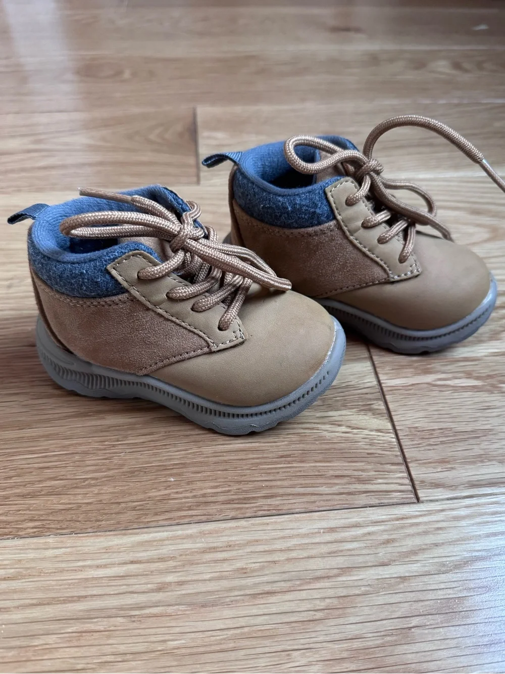 OshKosh B'gosh Tan and Gray Kids Lace-Up Boots